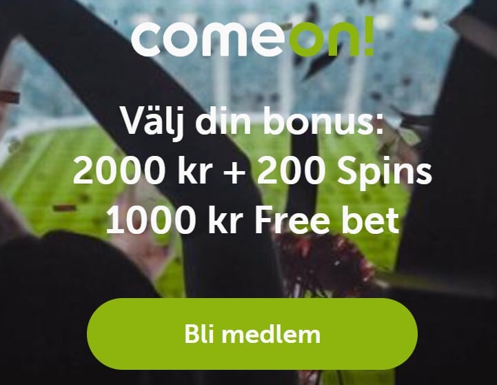 Registrera dig och ta del av ComeOn Bonuskod ComeOn Bonuskod - välkomstbonus