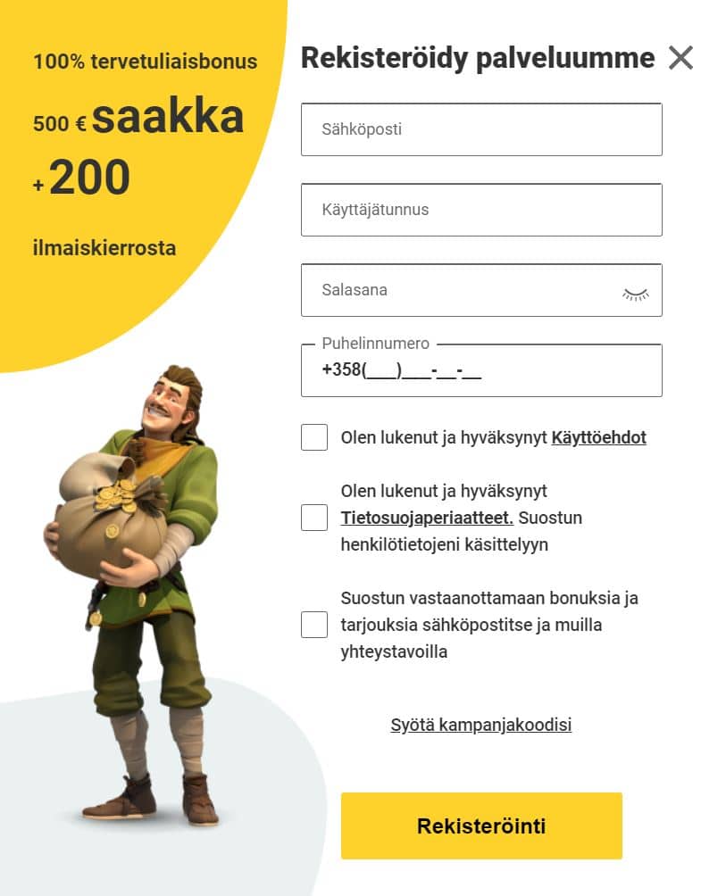 Rekister&ouml;idy Zetcasino Kampanjakoodi avulla