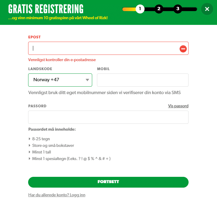 Hvordan du kan registrere deg hos Rizk Bonuskode