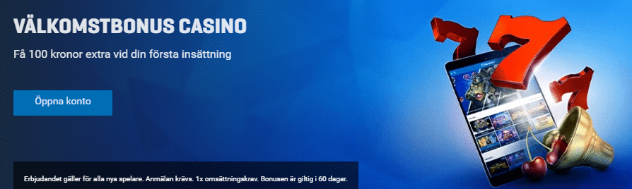 Nordicbet bonus: V&auml;lkomstbonus Casino