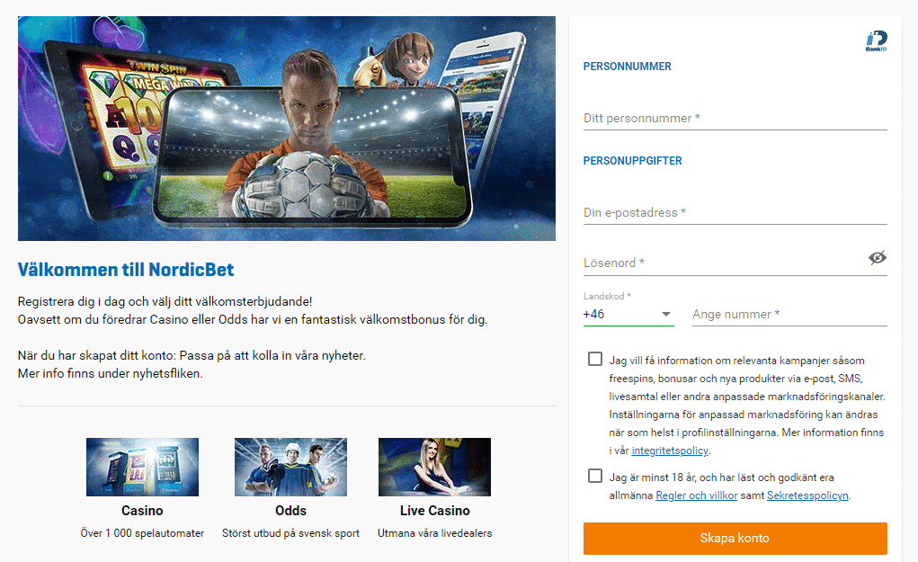 Nordicbet bonus: &Ouml;ppna enkelt ett konto