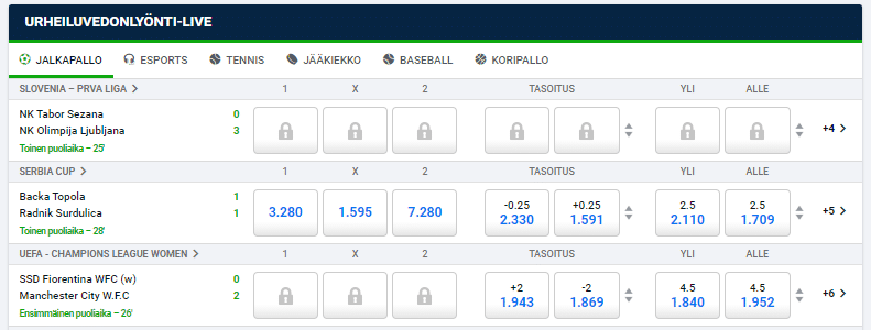 Pinnacle VIP Koodi: Vedonly&ouml;nnin muut toiminnot