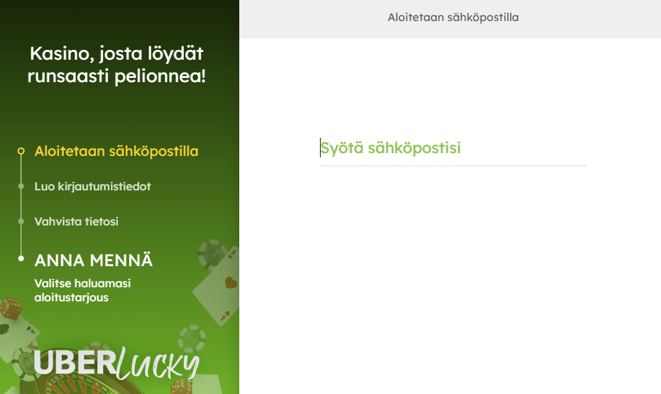 Rekister&ouml;idy k&auml;ytt&auml;m&auml;ll&auml; Uberlucky bonuskoodi