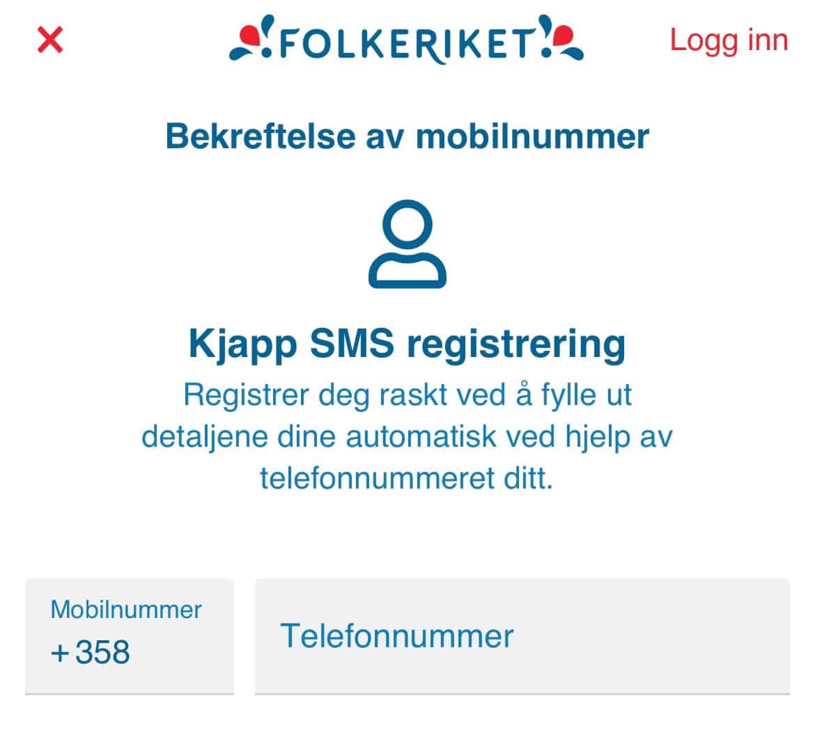registrerer deg p&aring; Folkeriket bonuskode